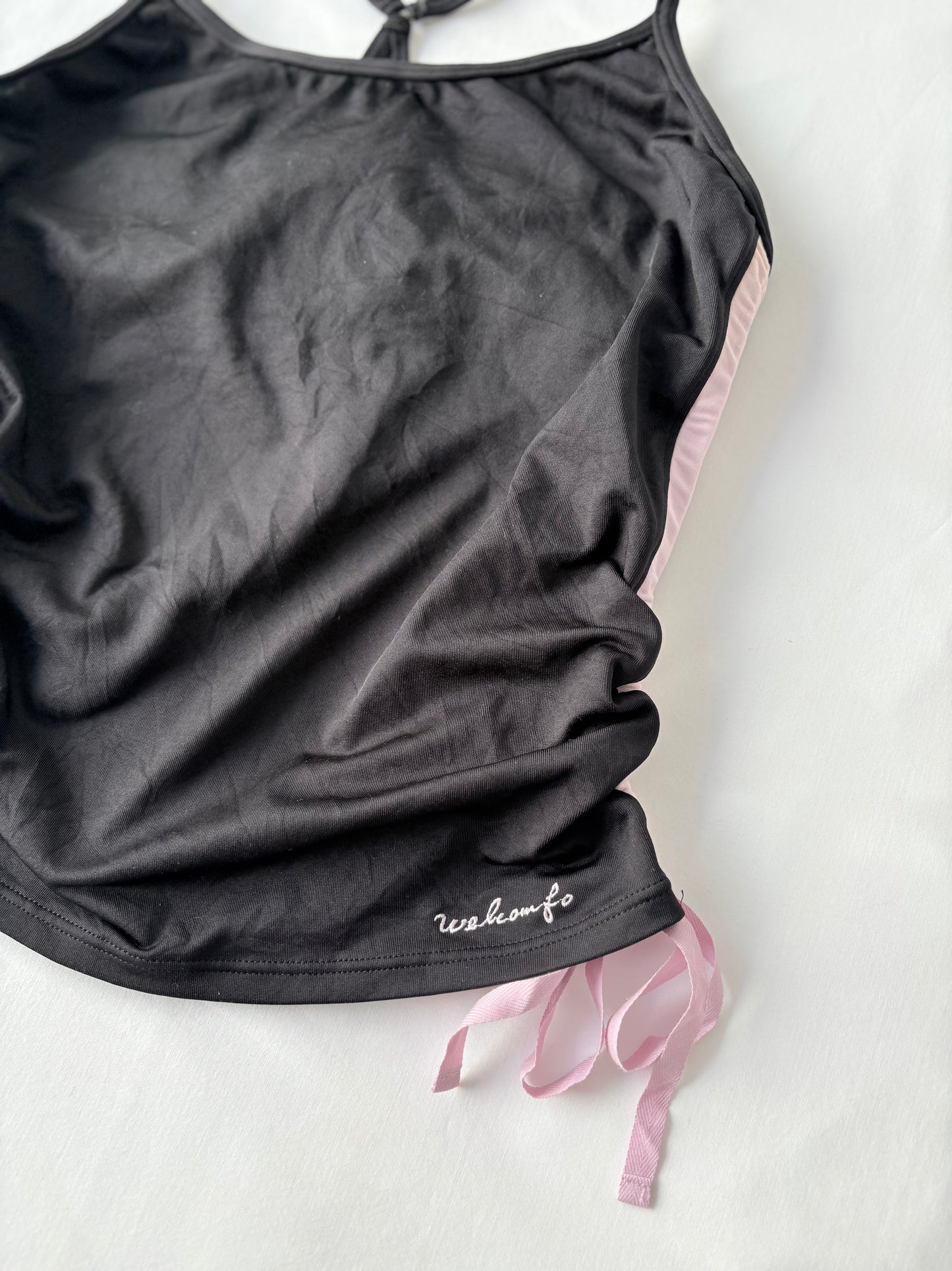 00’s Japanese ruched ribbon tank | Size 10