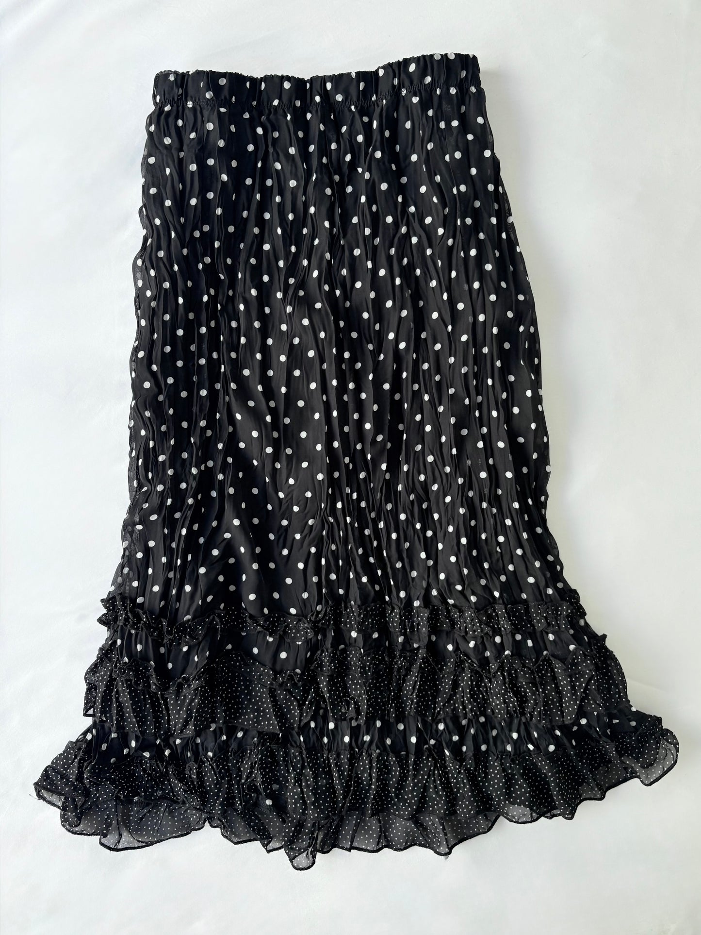 00’s Polka dot ruffle midi skirt | Size 14-16