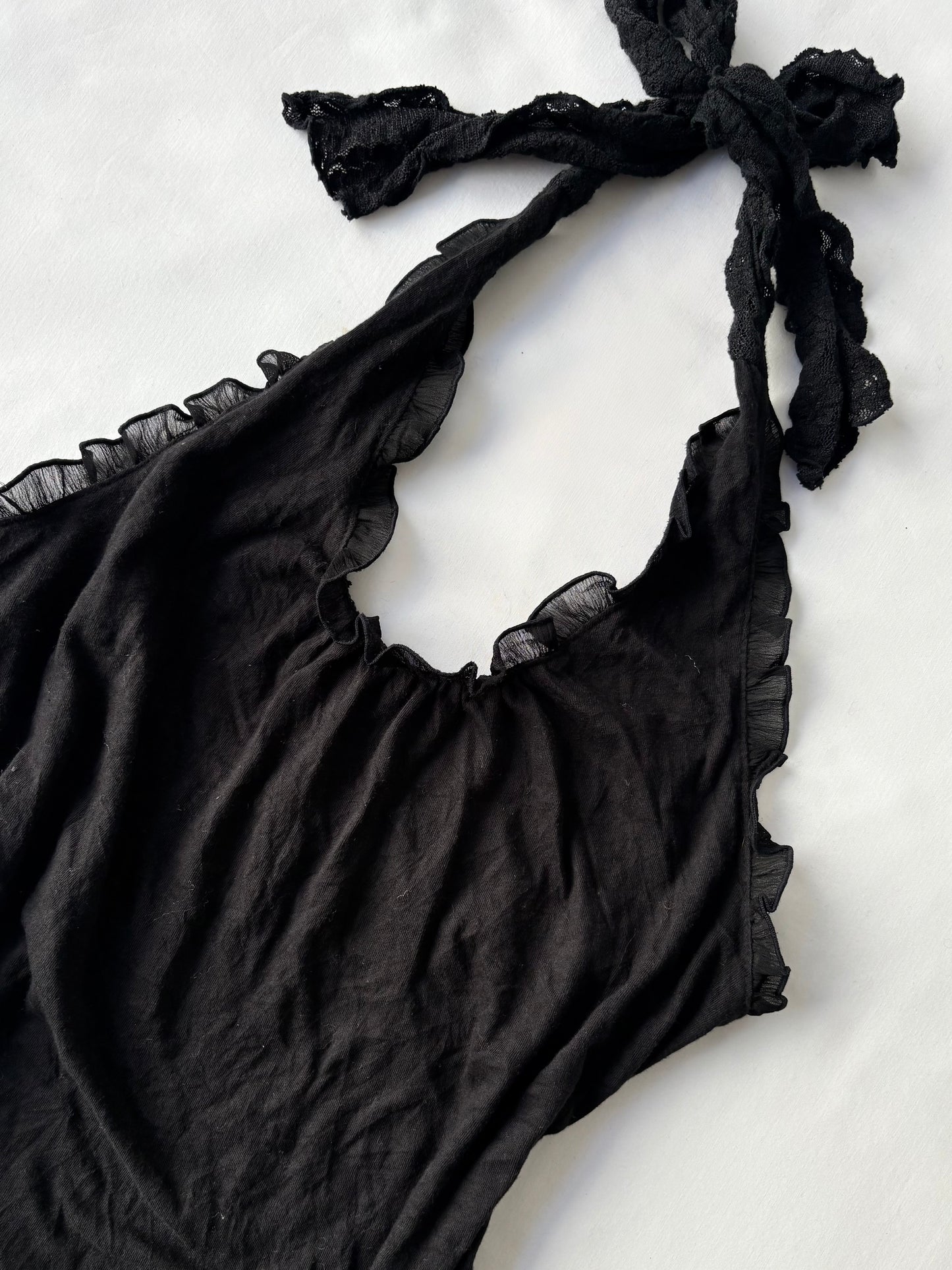 00’s Ruffle halter tie tank | Size medium