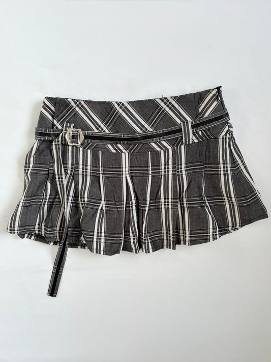 00’s Meng Tian grey plaid skirt | Size 6