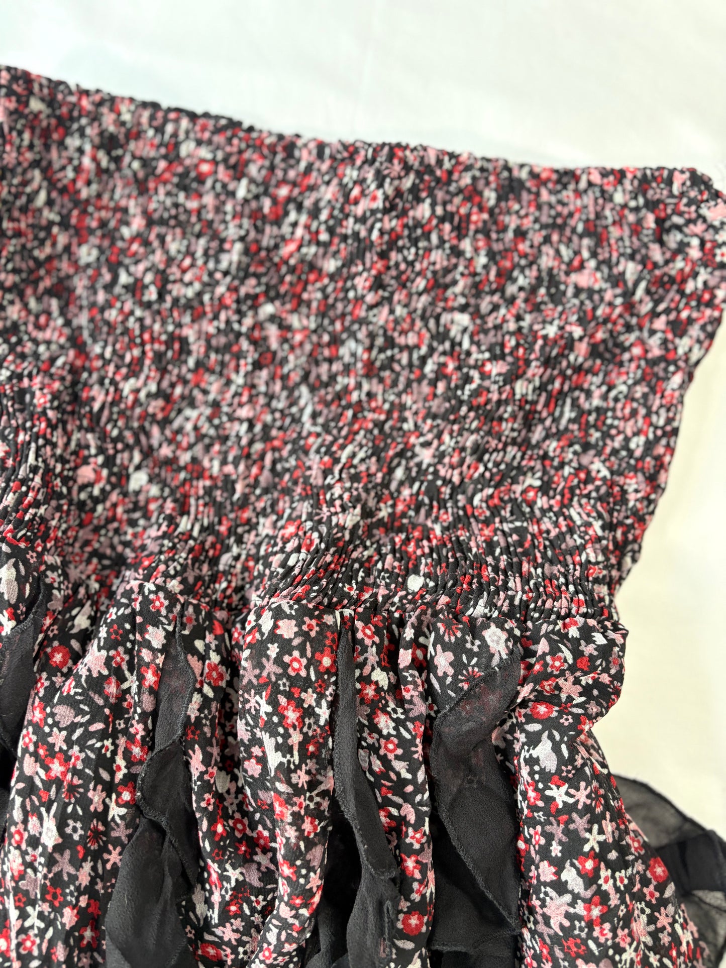 00’s Shirred ruffle mini dress | Size 12