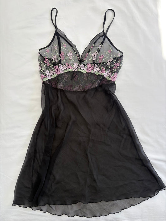 00’s Sheer embroidered slip dress | Size medium