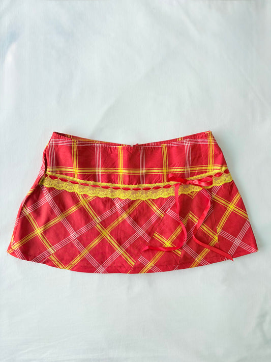 00’s Japanese plaid mini skirt | Size 8