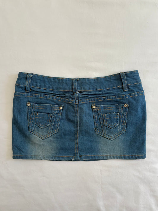 00’s Blue denim micro skirt | Size 8