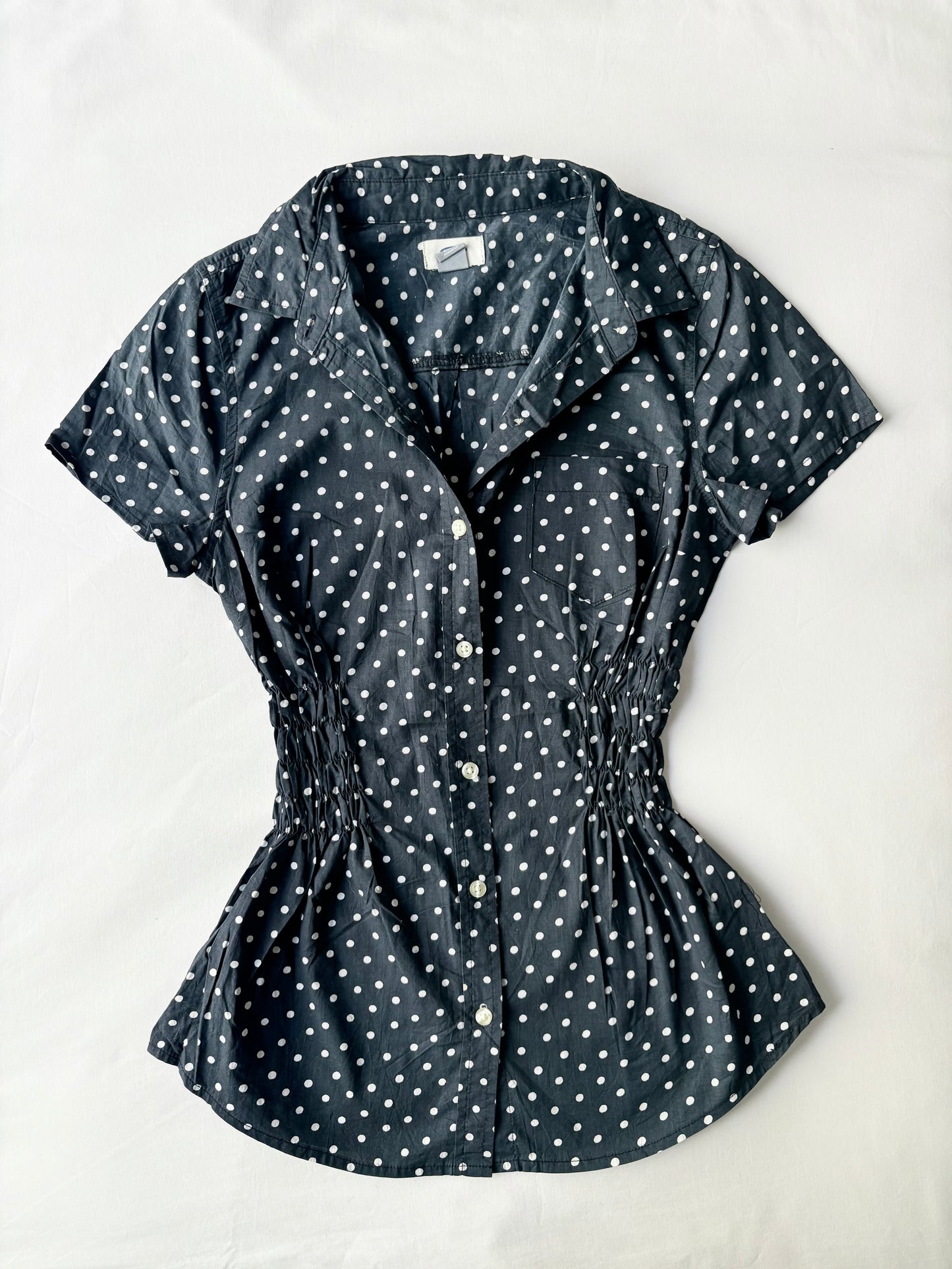 00’s Polka dot cinched shirt | Size 8-10