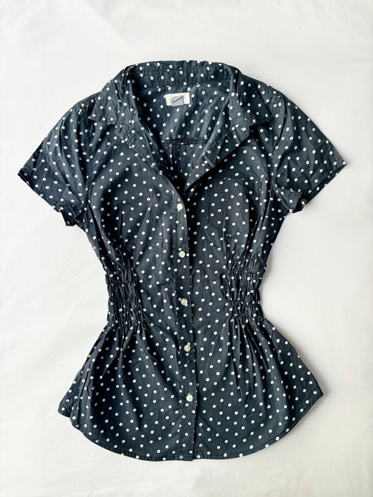 00’s Polka dot cinched shirt | Size 8-10