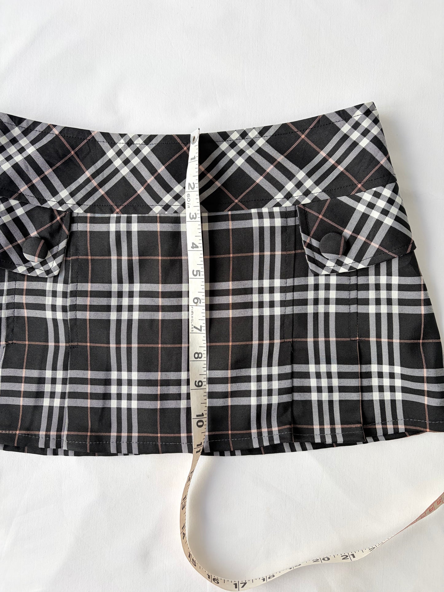 00’s Plaid button mini skirt | Size 8