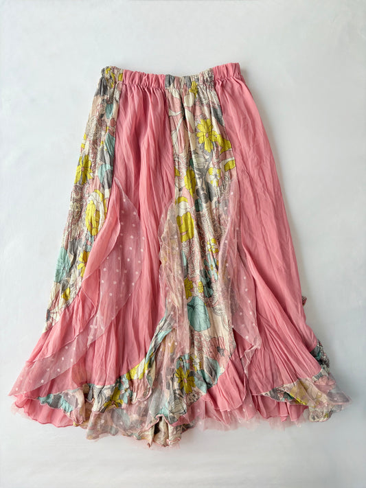 00’s Pink floral midi skirt | Size 6