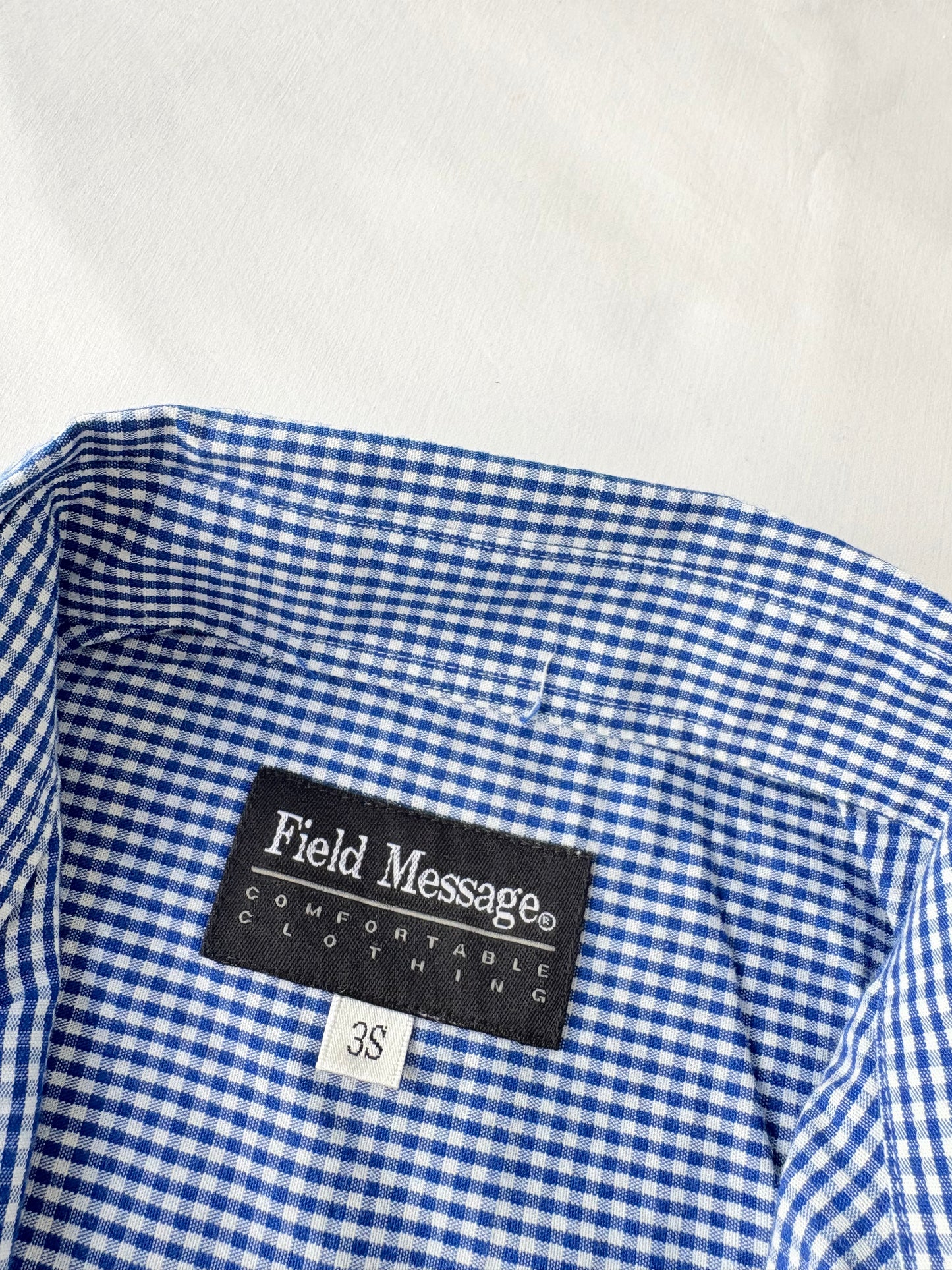 00’s Blue gingham cinched shirt | Size 12