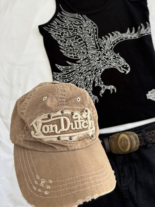 00’s Von Dutch brown distressed cap