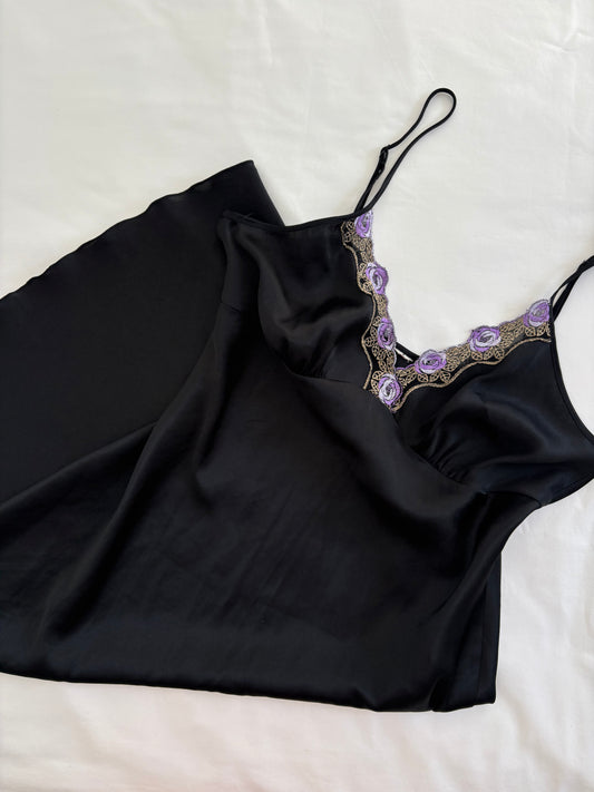 00’s Black midi slip dress | Size large