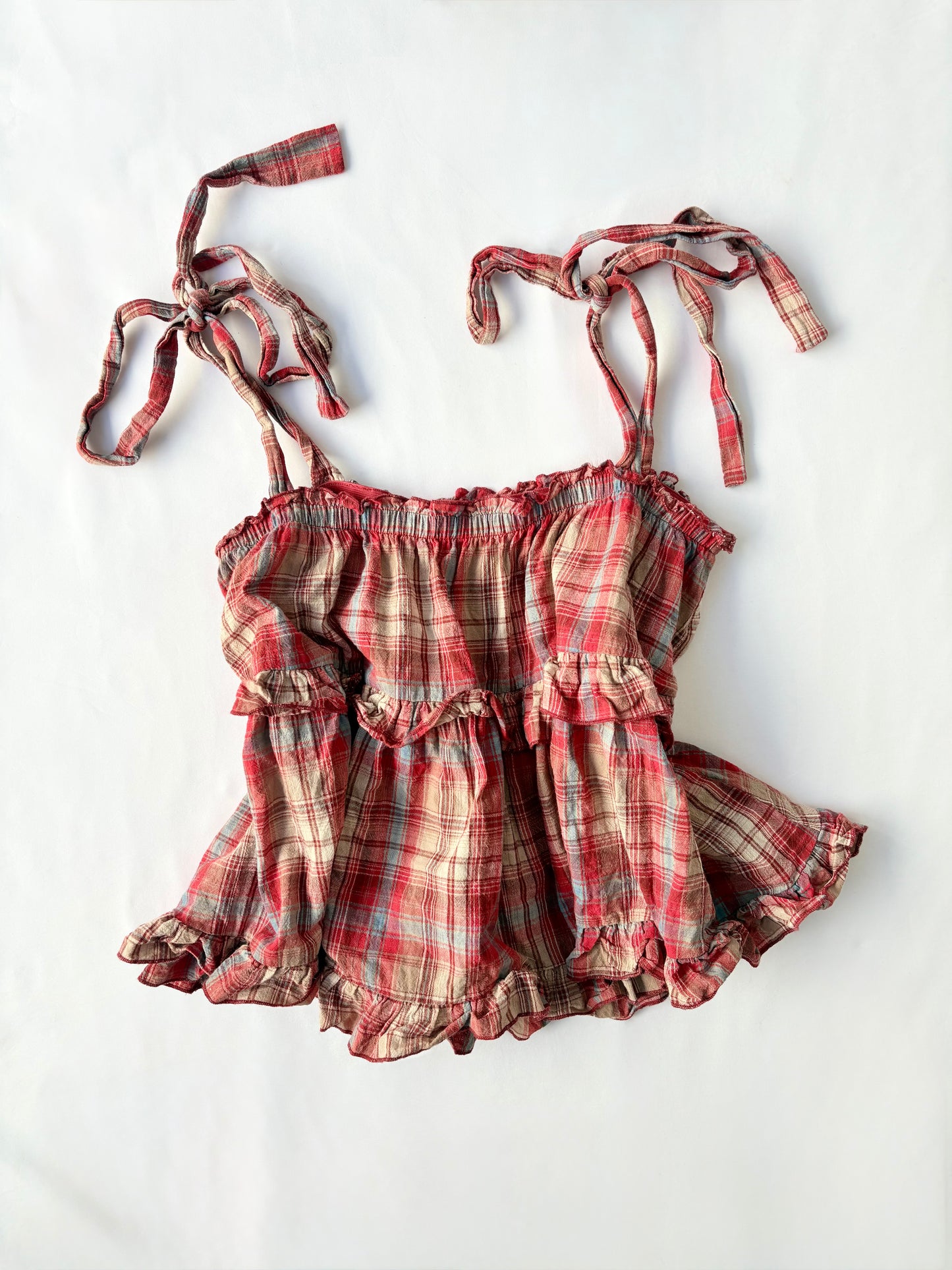 00’s Mo&O plaid tie top | Size 12-16