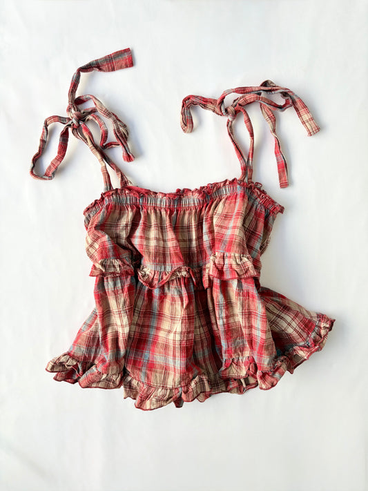 00’s Mo&O plaid tie top | Size 12-16