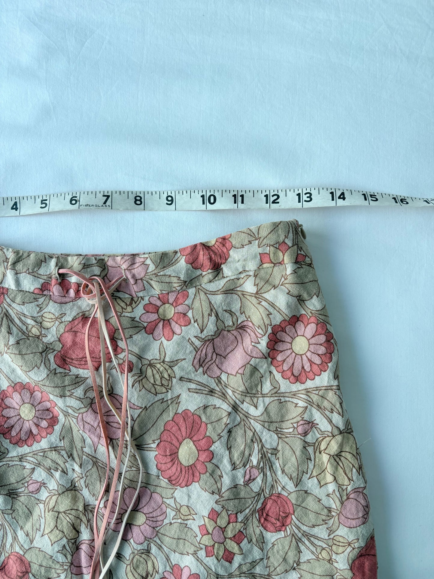 00’s Linen floral midi skirt | Size 6