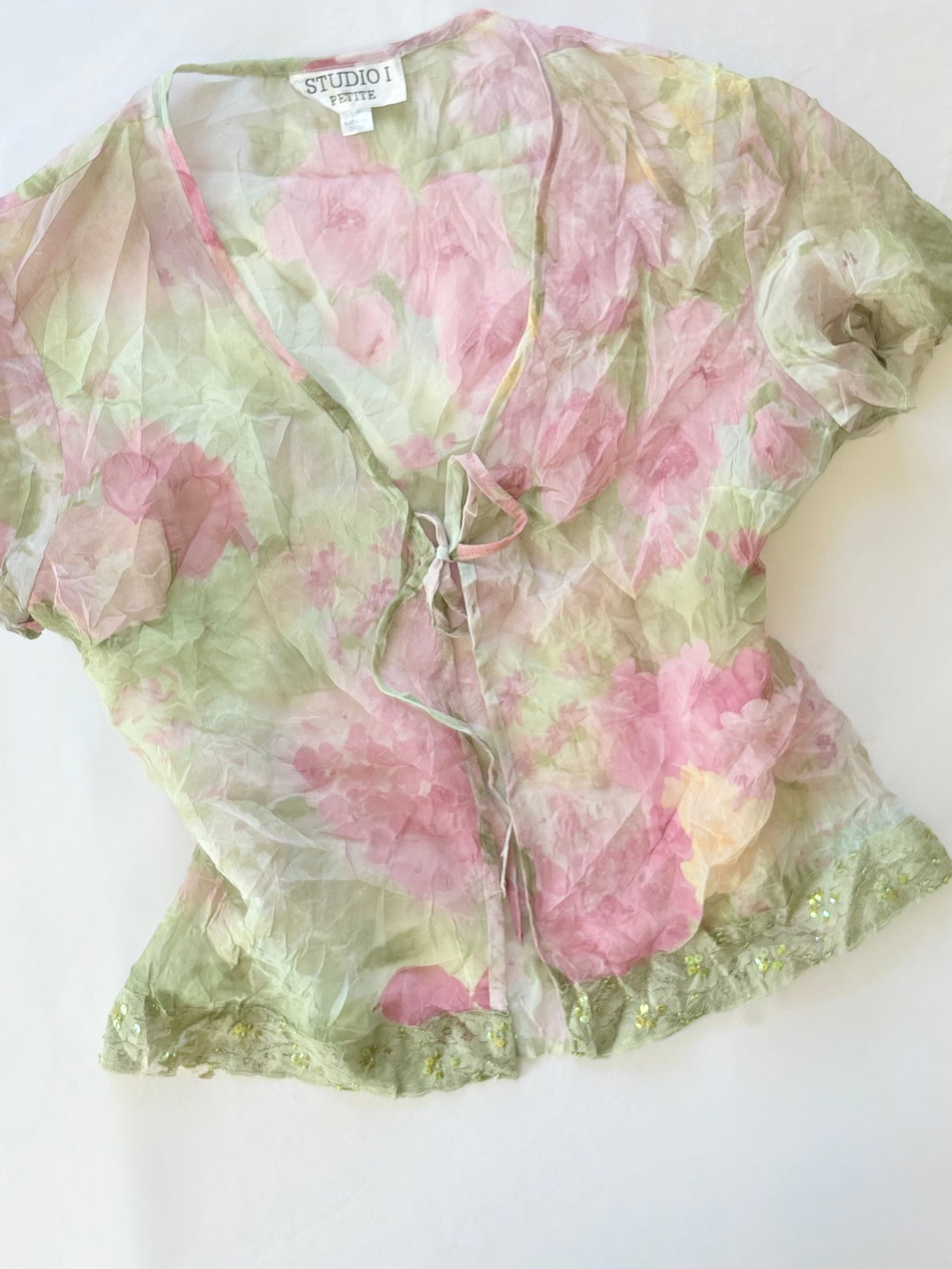 00’s Pastel beaded tie top | Size 14