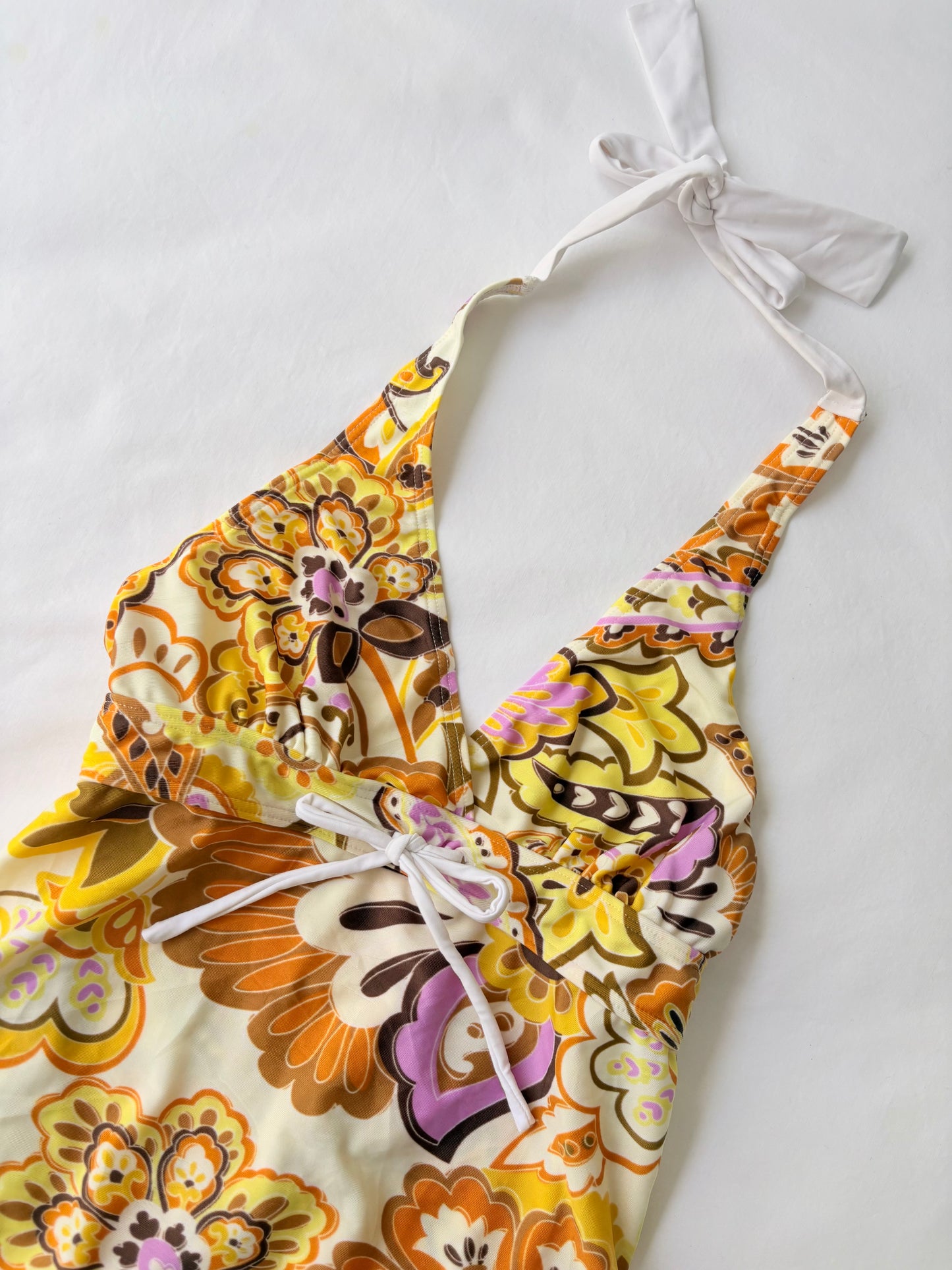 00’s Orange halter floral top | Size 8