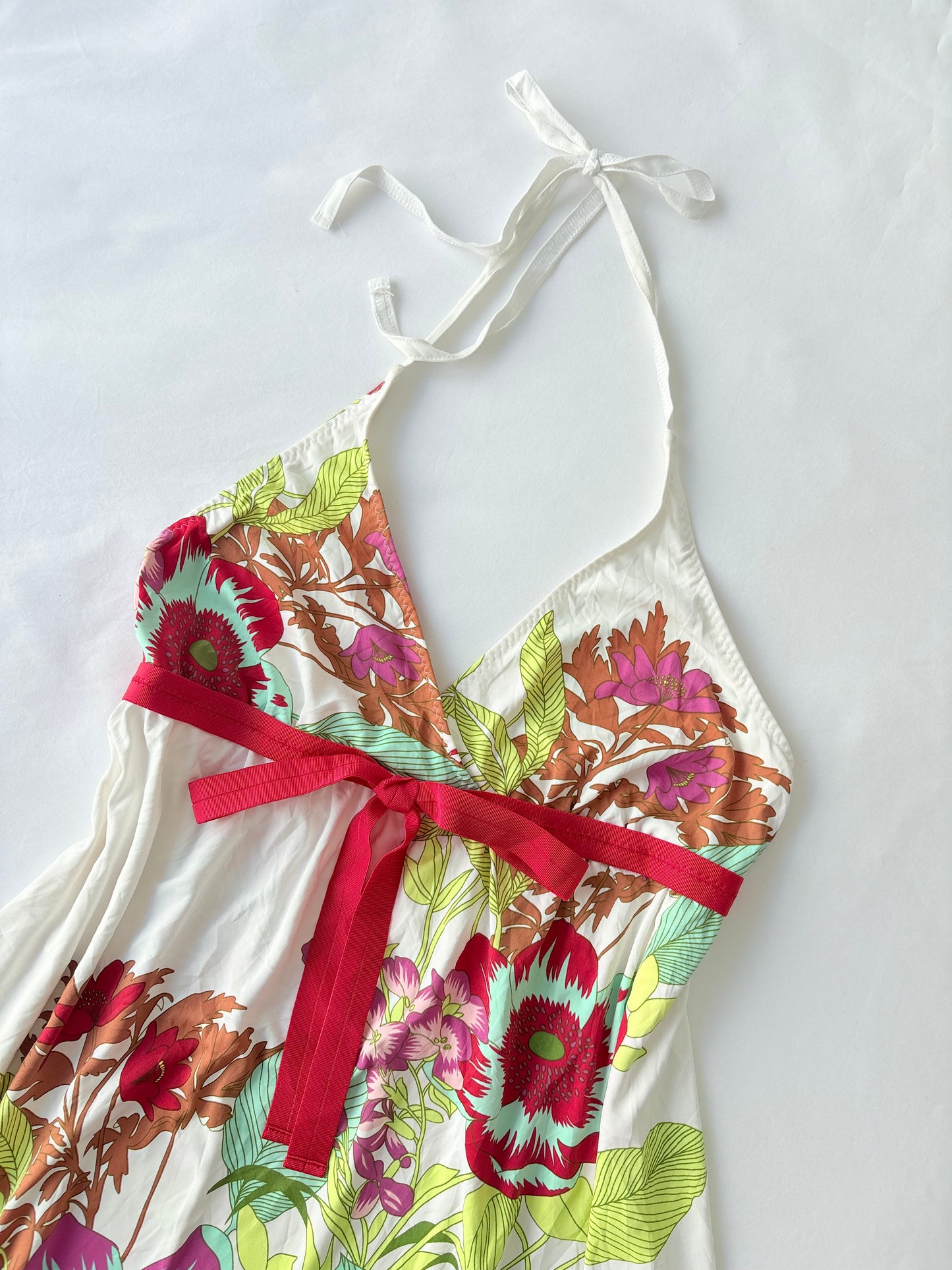 00’s Floral halter mini dress | Size 8