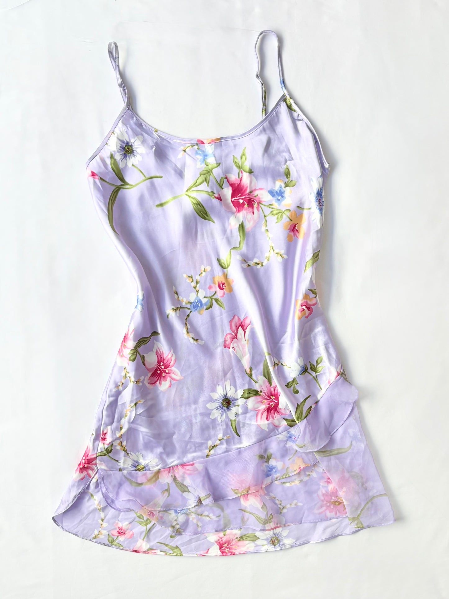 00’s Lilac ruffle mini dress | Size medium