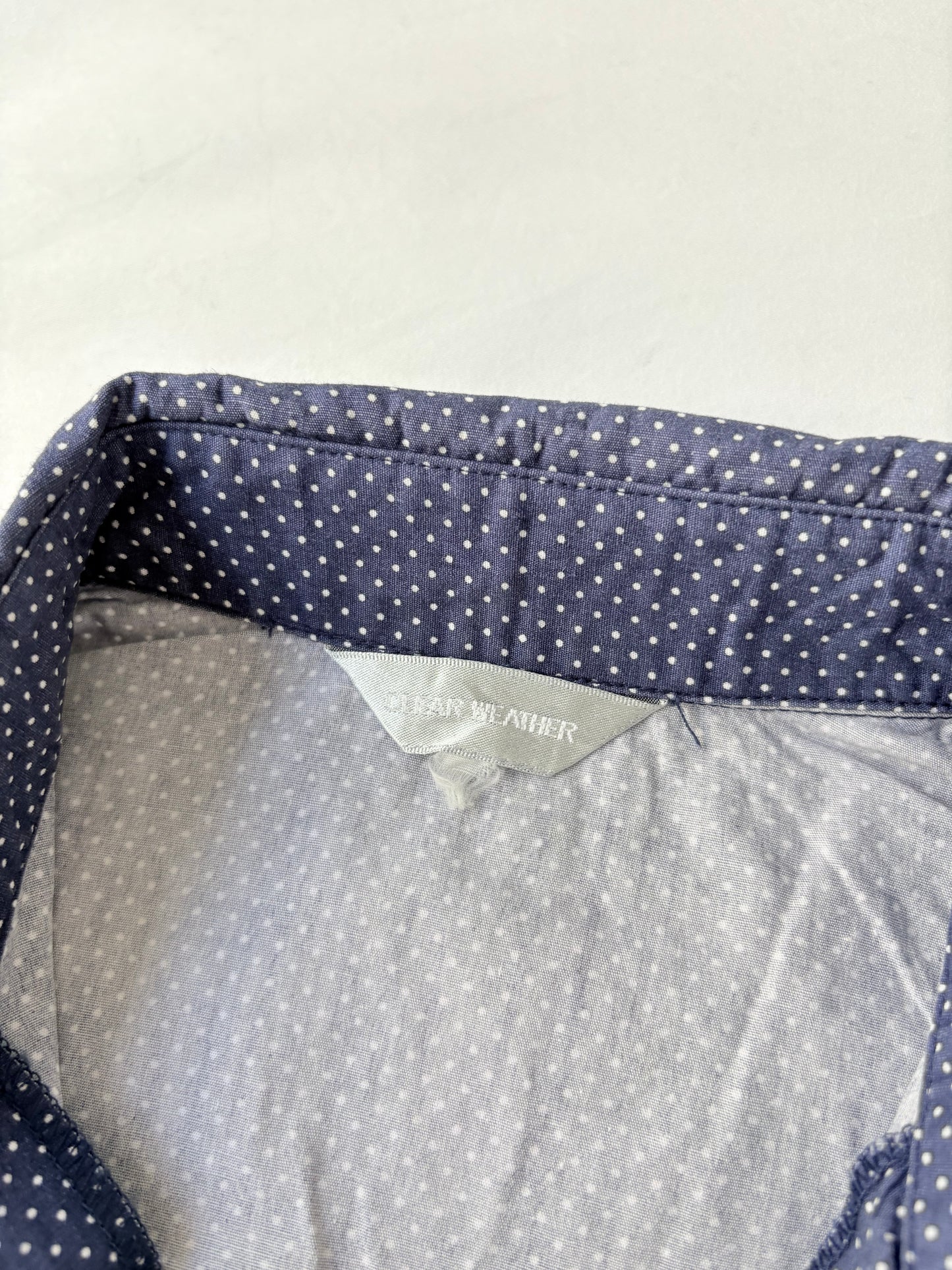 00’s Navy polka dot cinched shirt | Size 8-10