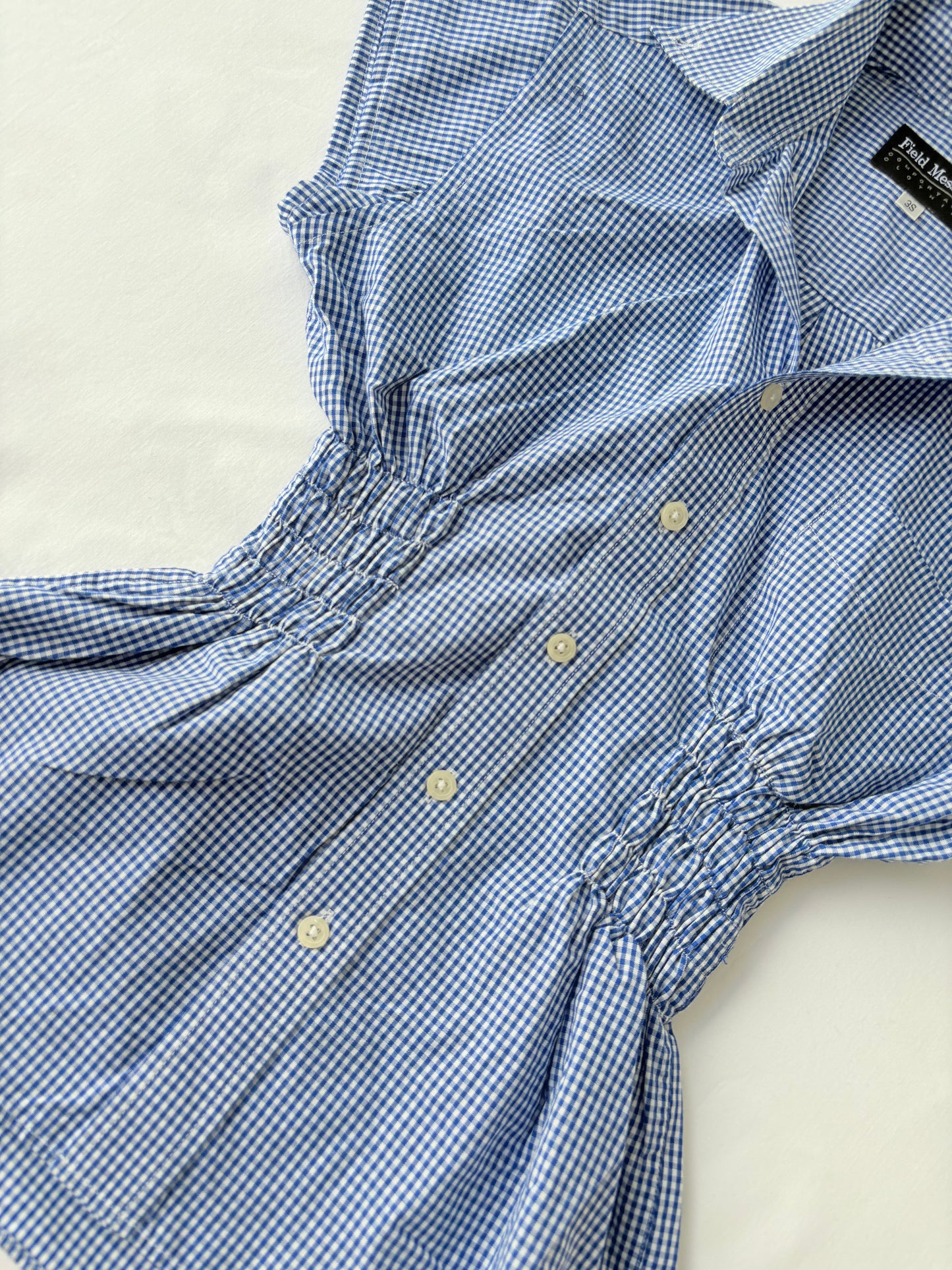 00’s Blue gingham cinched shirt | Size 12