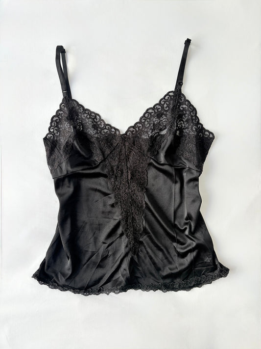 00’s Oppen embroidered black cami | Size 10