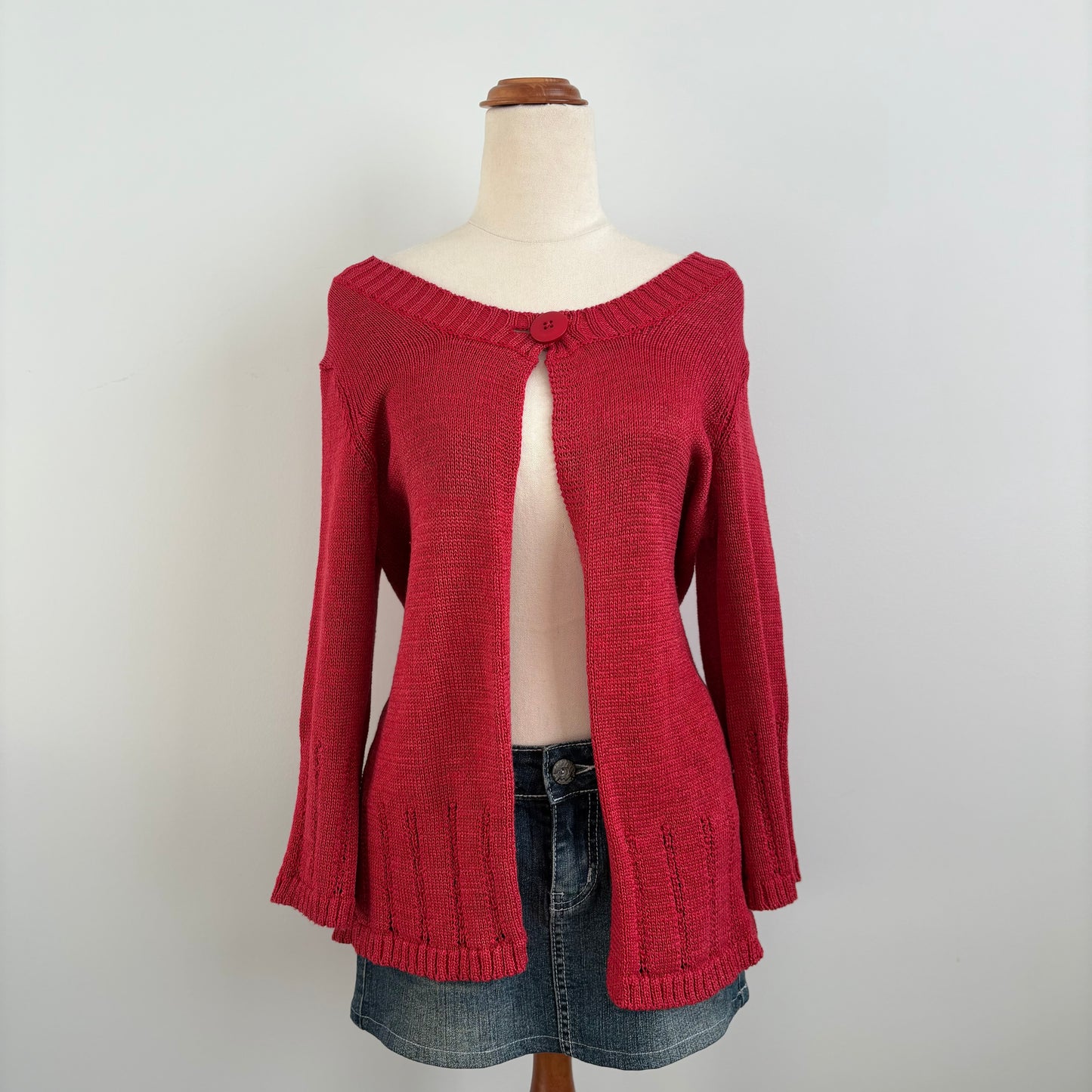 00’s Red split front cardigan | Size 12-14