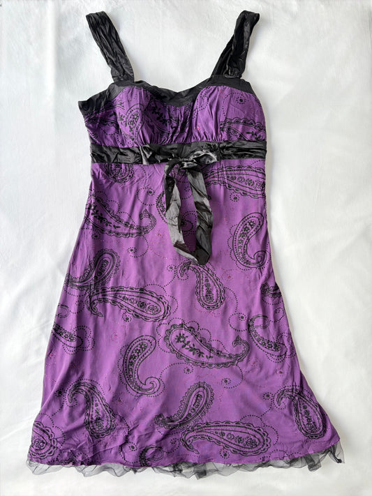 00’s Paisley purple mini dress | Size large