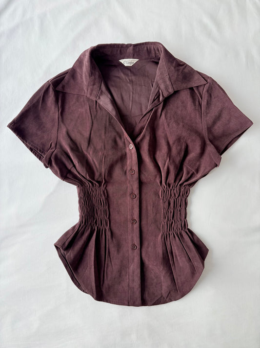 00’s Velour purple cinched shirt | Size 10