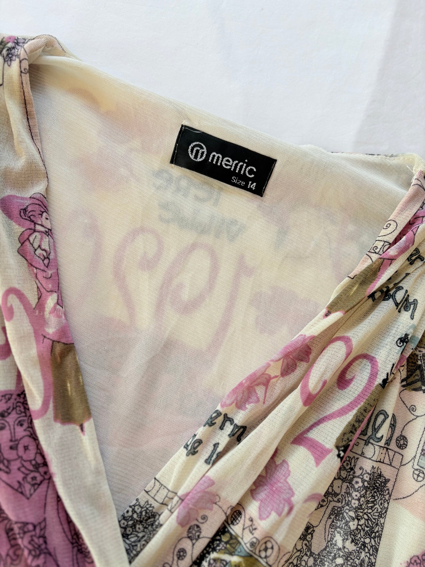 00’s Merric pink patterned top | Size 14