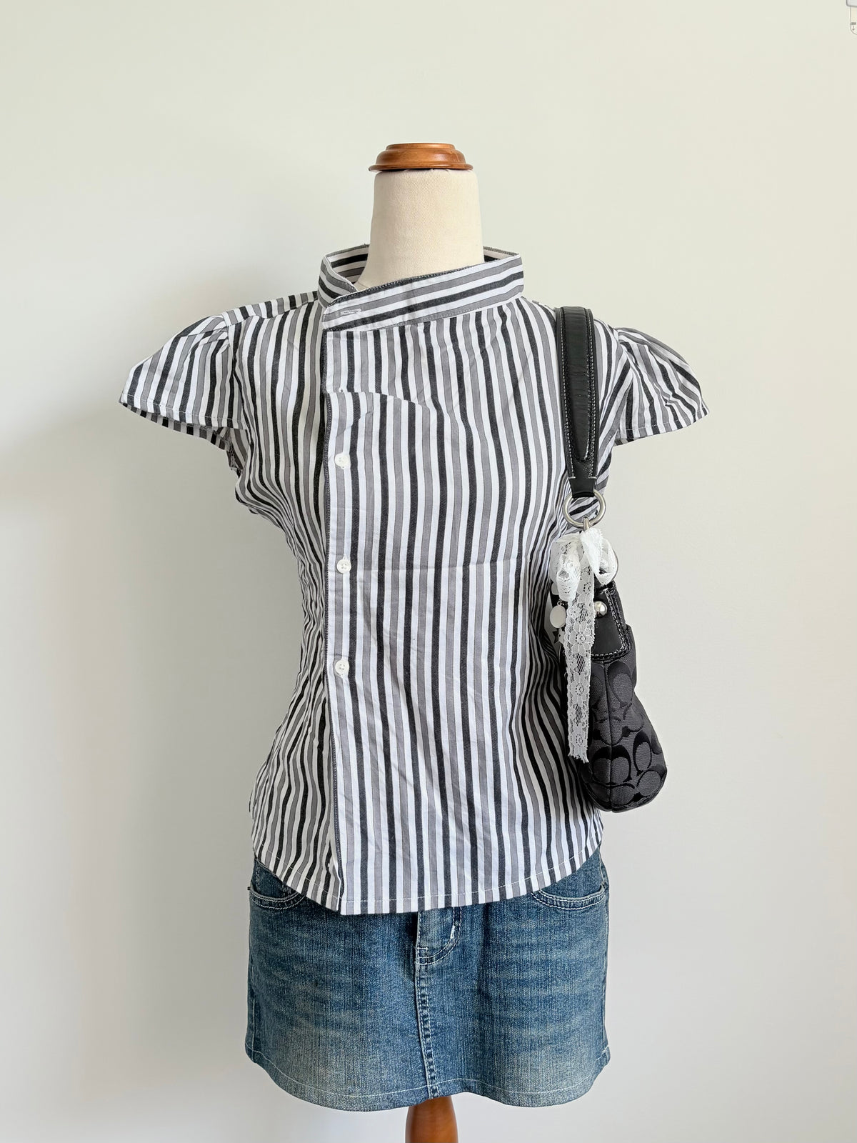 00’s Grey cap sleeve reworked shirt | Size 12