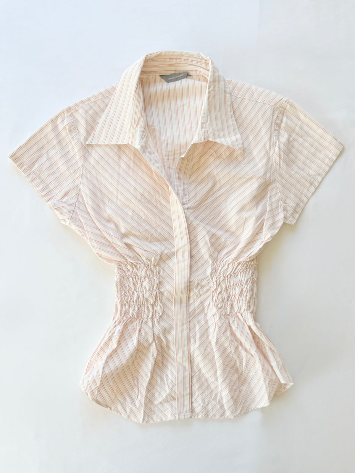 00’s Orange County striped cinched shirt | Size 6-8