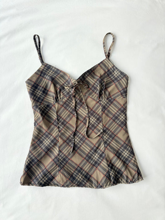 00’s Tartan bow cami | Size 8