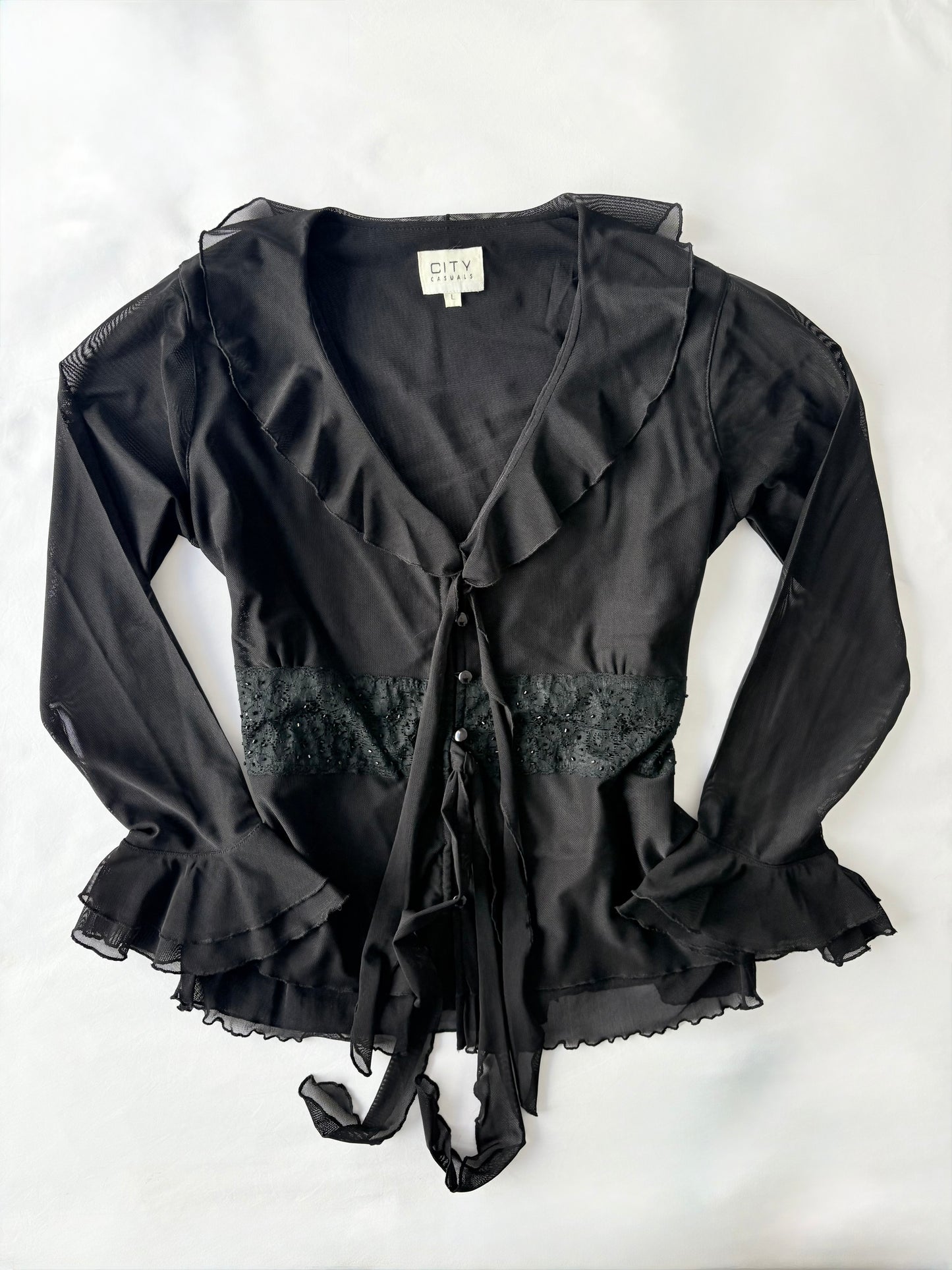 00’s Flared beaded top | Size large