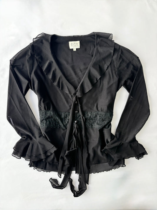 00’s Flared beaded top | Size large