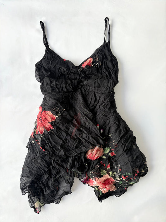 00’s Japanese asymmetrical floral cami | Size large
