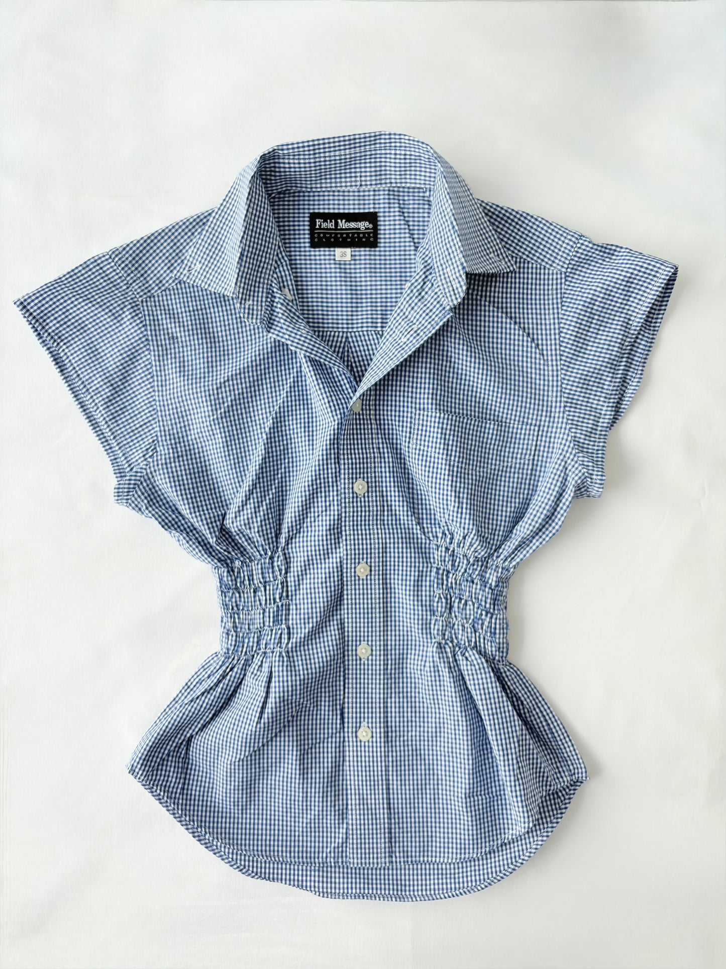 00’s Blue gingham cinched shirt | Size 12