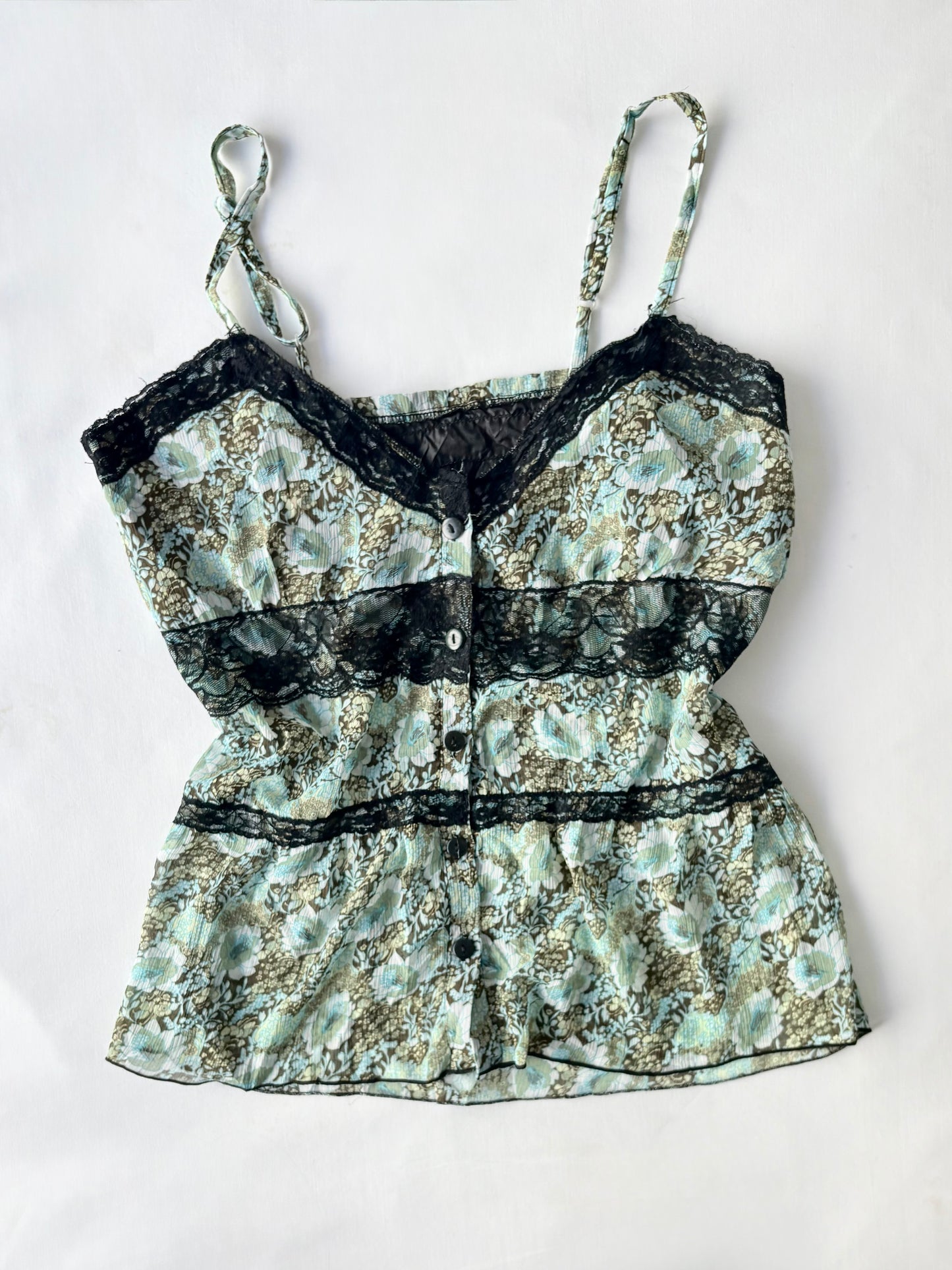 00’s Green tiered lace cami | Size 10