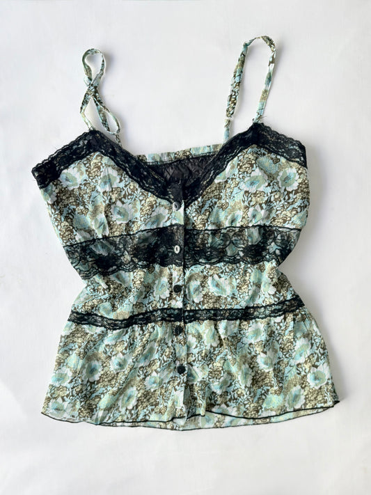 00’s Green tiered lace cami | Size 10