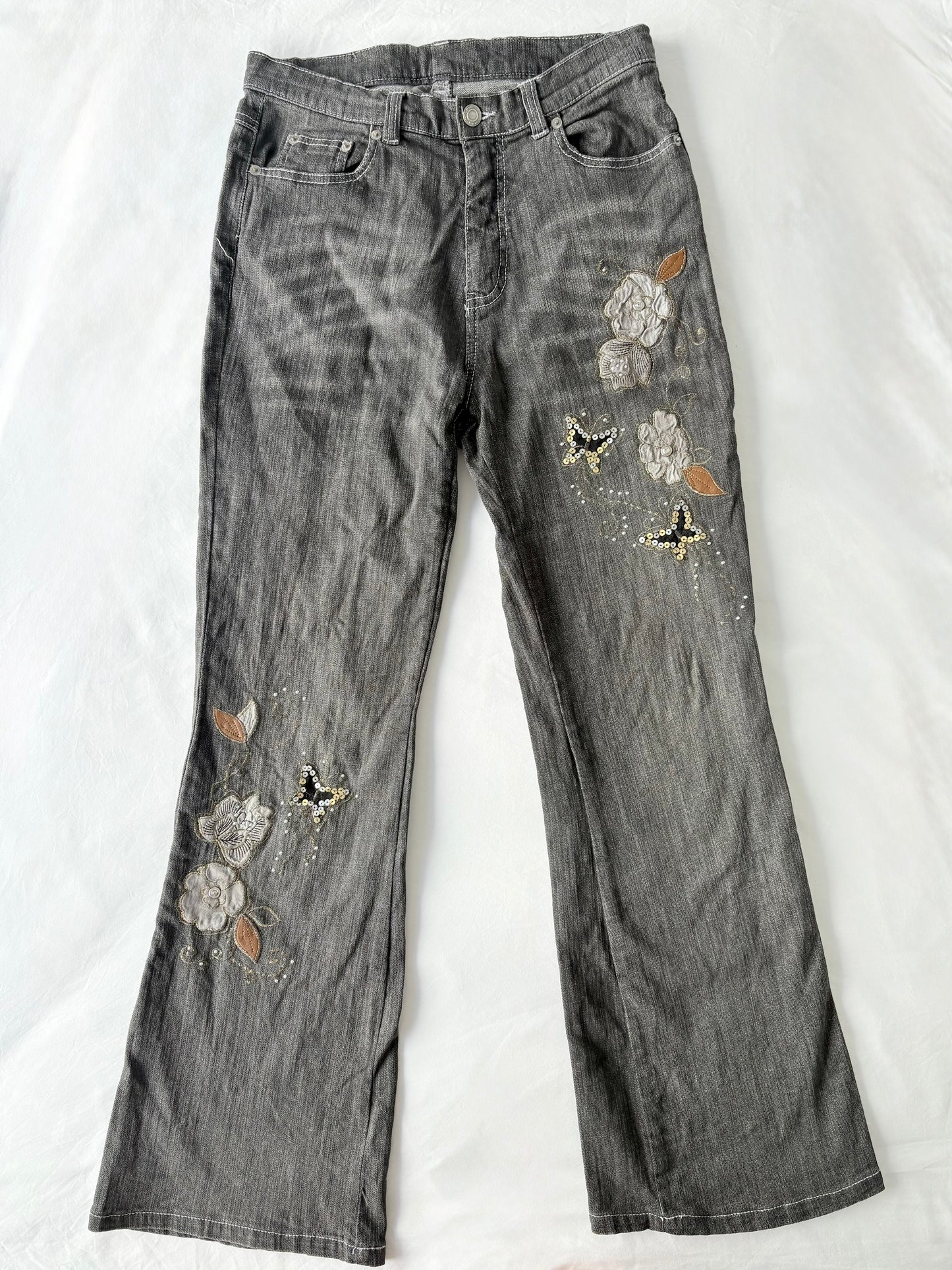 00’s Bootcut butterfly embroidered jeans | Size 8