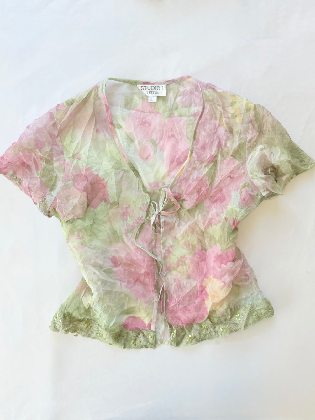 00’s Pastel beaded tie top | Size 14