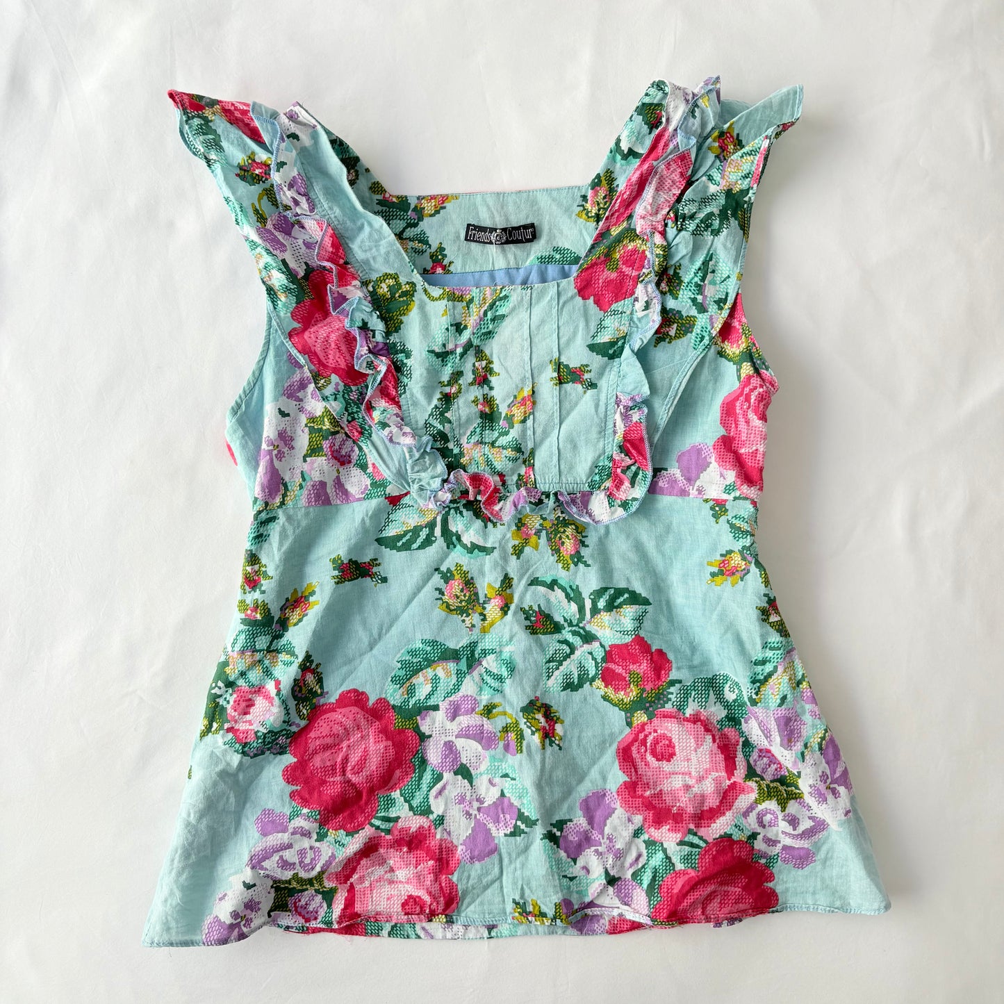 00’s Milkmaid blue floral top | Size 10