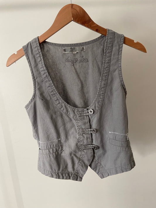 00’s Grey linen vest | Size 8