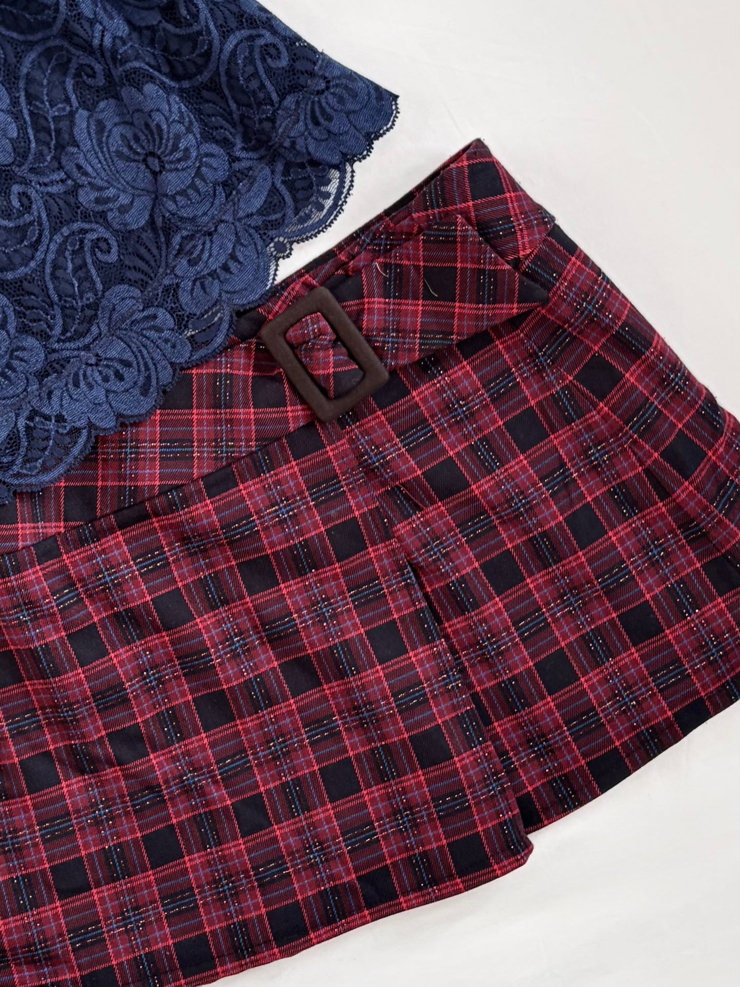 00’s Arthur Yu red plaid skirt | Size 6