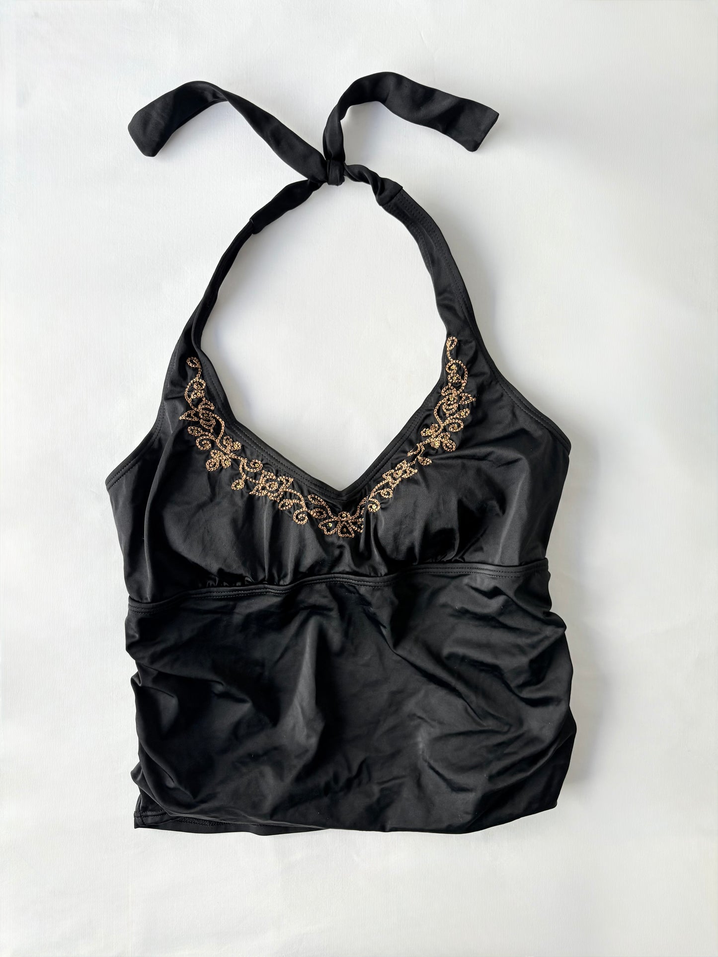 00’s Embroidered halter tankini | Size 10