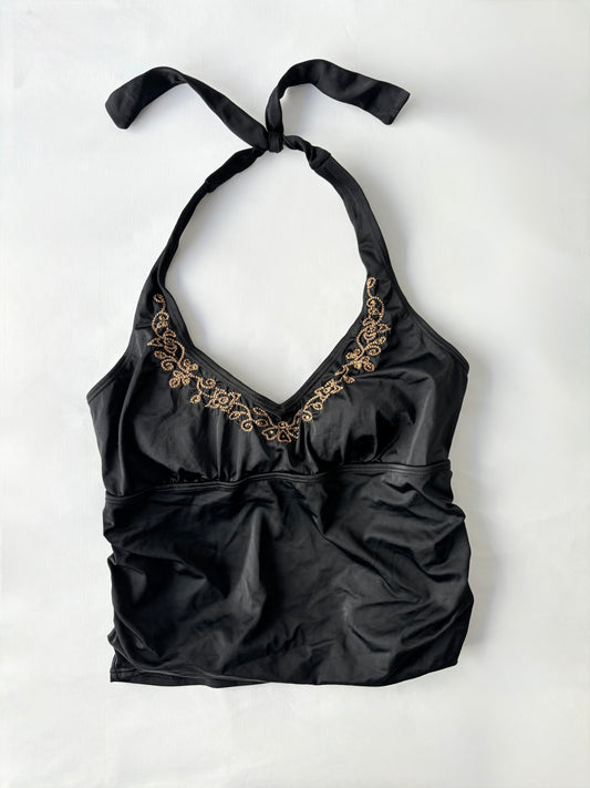 00’s Embroidered halter tankini | Size 10
