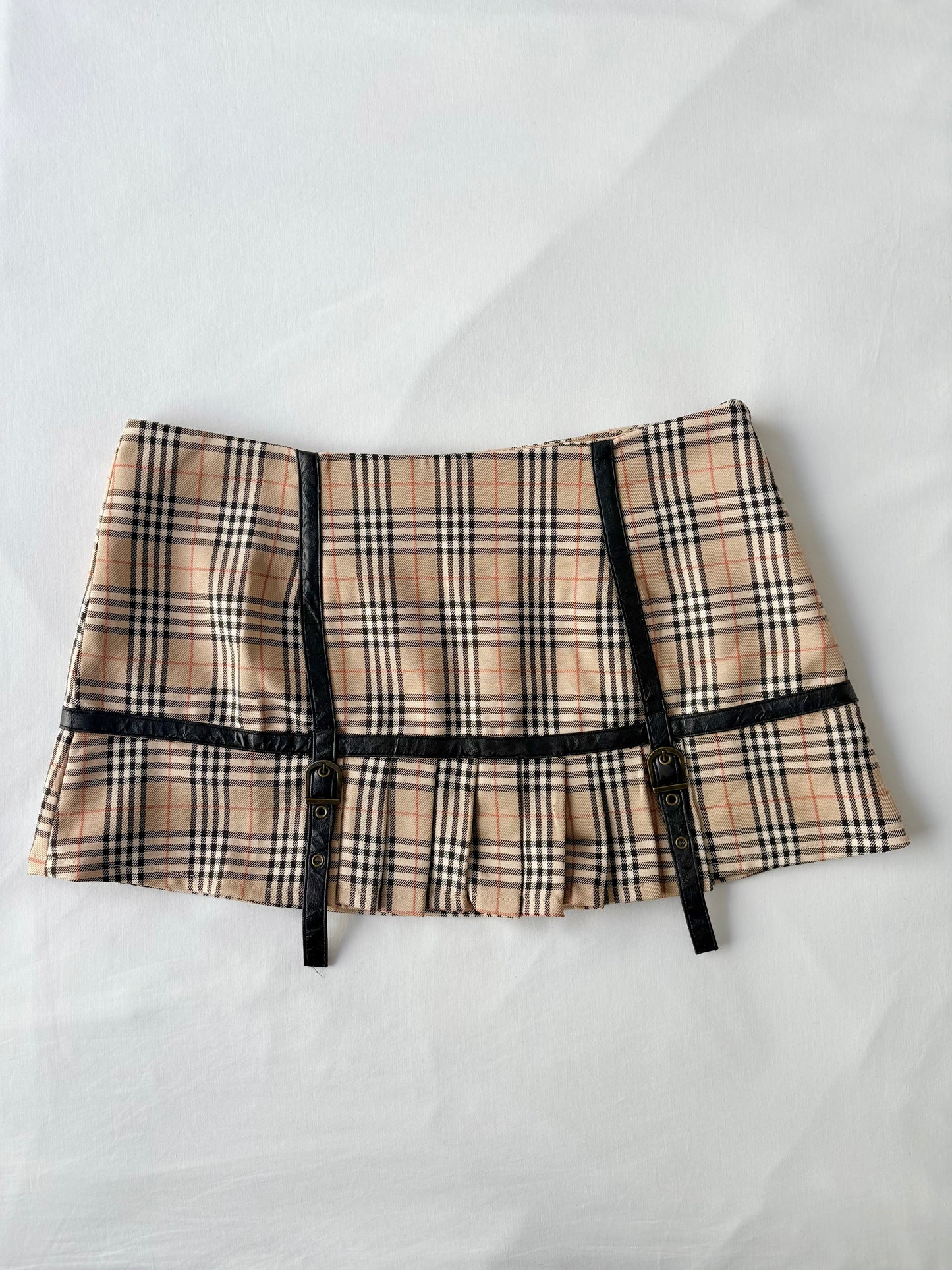 00’s Buckle plaid mini skirt | Size 8