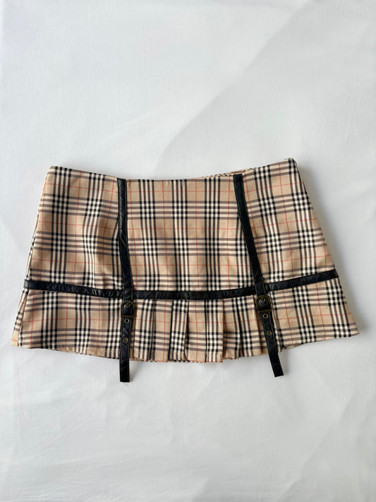 00’s Buckle plaid mini skirt | Size 8