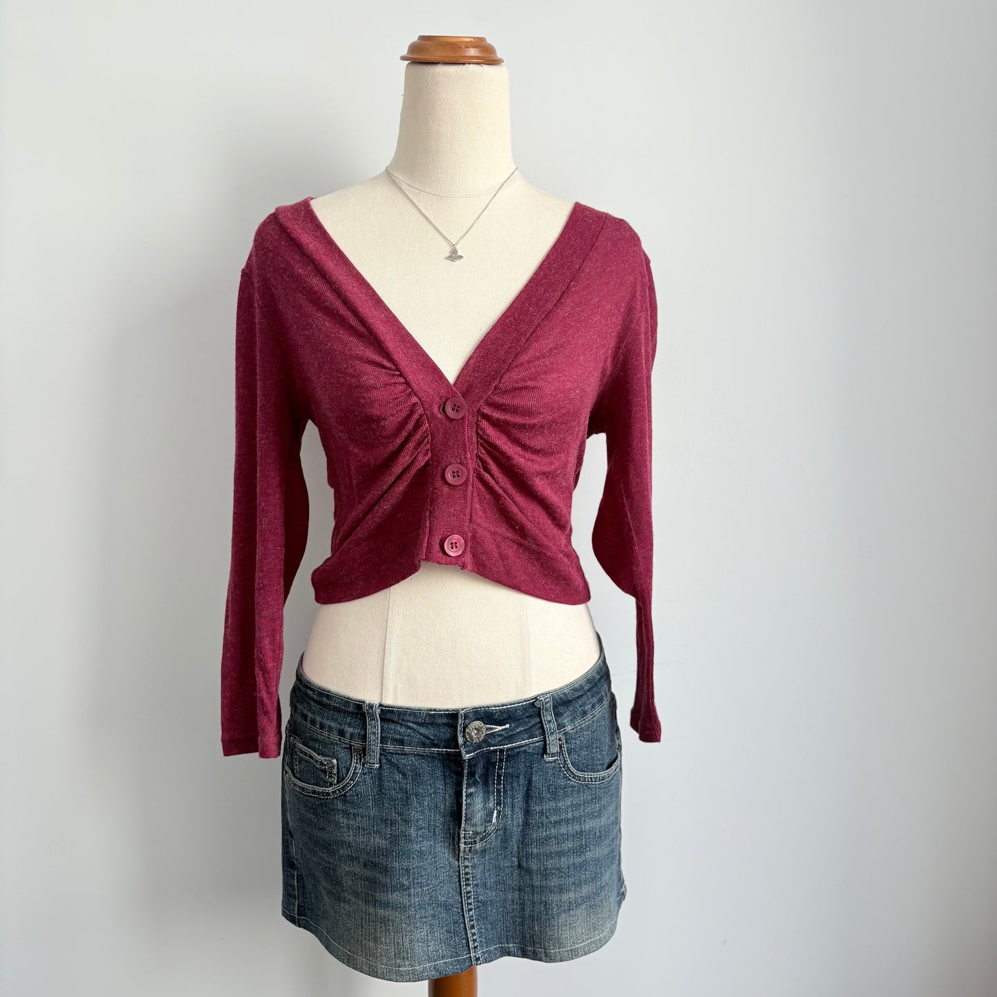 00’s Berry cropped cardigan | Size 10-12