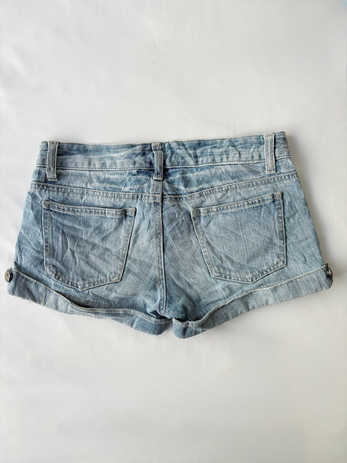 00’s Low rise zipper denim shorts | Size 8