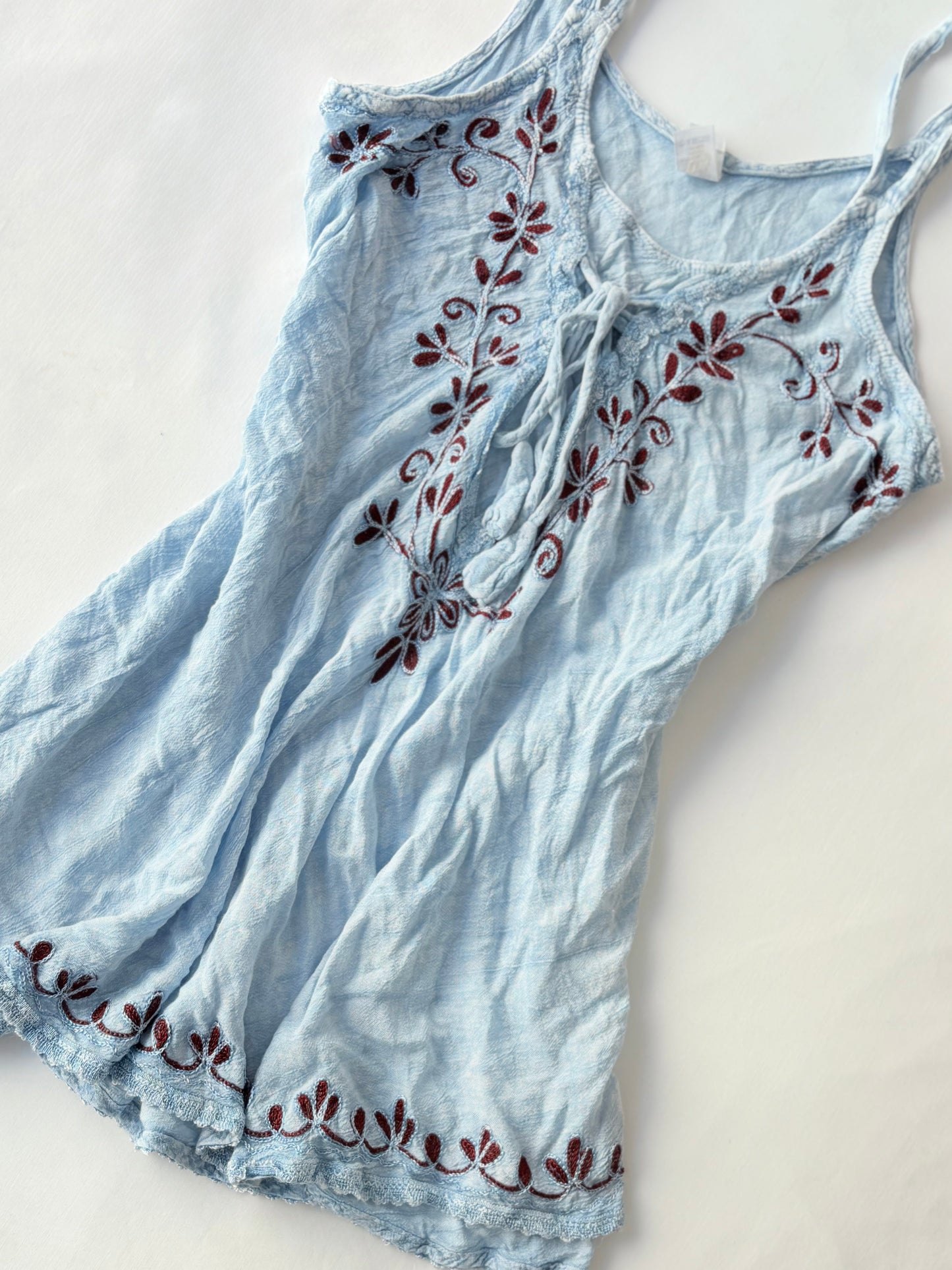 00’s Boho blue longline top | Size medium